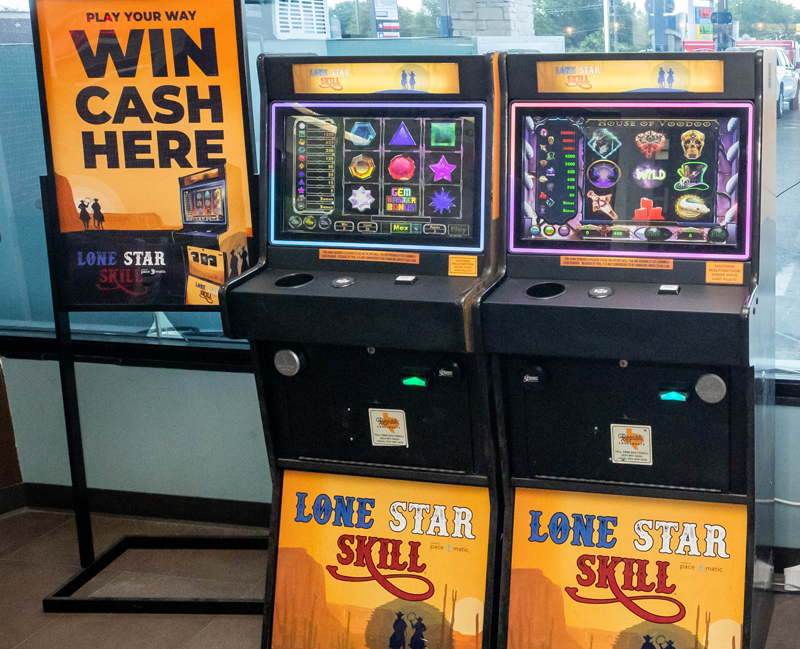 image of lone star gaming cabinets in store